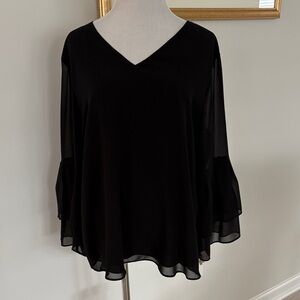 Calvin Klein Black V-Neck Blouse